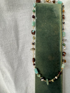 Chained Together Green Gemstone Necklace